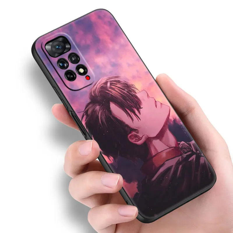 thumbnail image 1 of Funda de silicona negra Levi Ackerman para Xiaomi Redmi Note 12 + 11 11S 11T 11E 10 10T 5G 10S 9S 9 8T 7 6 Pro, 1 of 5