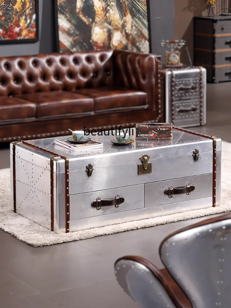 Vintage Coffee Table Trunk in Leather