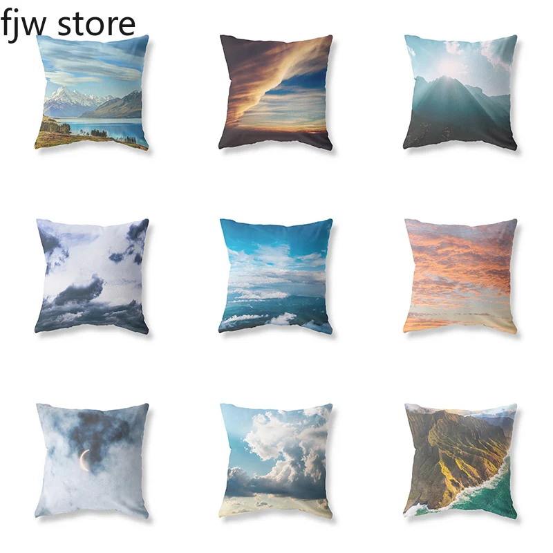 

Sky Cloud Scenery Printing Pillow Cover Sofa Decoration Bedroom Room Bedside Office Seat Cushion Home 45x45cm