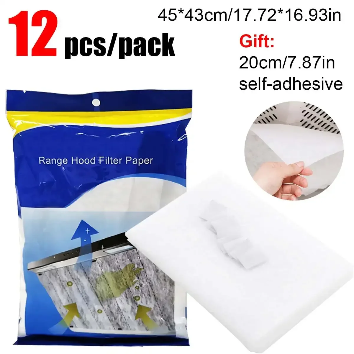 Kitchen Filter Paper Cooker Hood Filter Range Hood Filter 12pc/set 45*43CM Kitchen Oil Filter Paper Non-woven Absorbing Paper Anti Oil Cotton Cooker Hood Extractor Fan Protection Filter