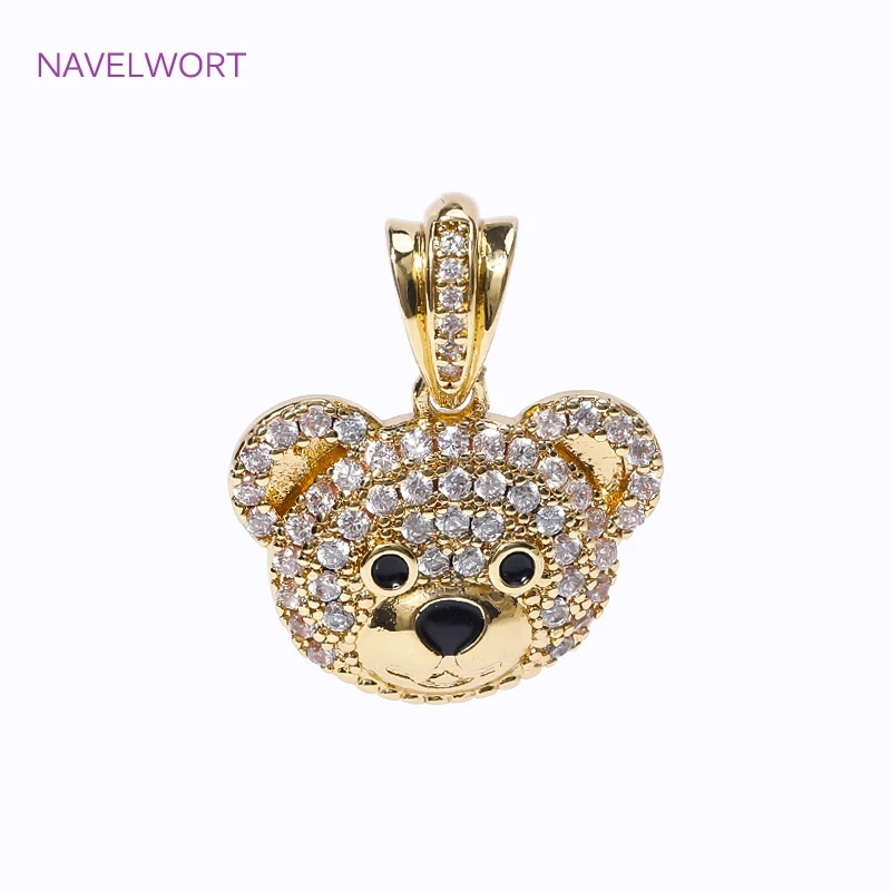 DIY Necklace Making Supplies 18K Gold Plated Inlaid Zircon Cute Bear/Bear  Head Charms Pendants For Jewelry Making Findings - AliExpress