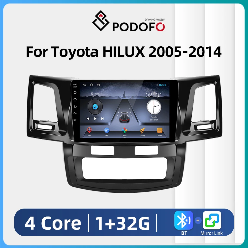 

Автомагнитола Podofo, 2DIN, Android, для Toyota HILUX 2005-2014, мультимедийный видеоплеер, стерео, GPS, 2DIN, без dvd