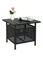 VINGLI Outdoor Side Table with Umbrella Hole 1.57" Umbrella Stand Table Metal Patio Side Table Coffee Table End Table fo 1