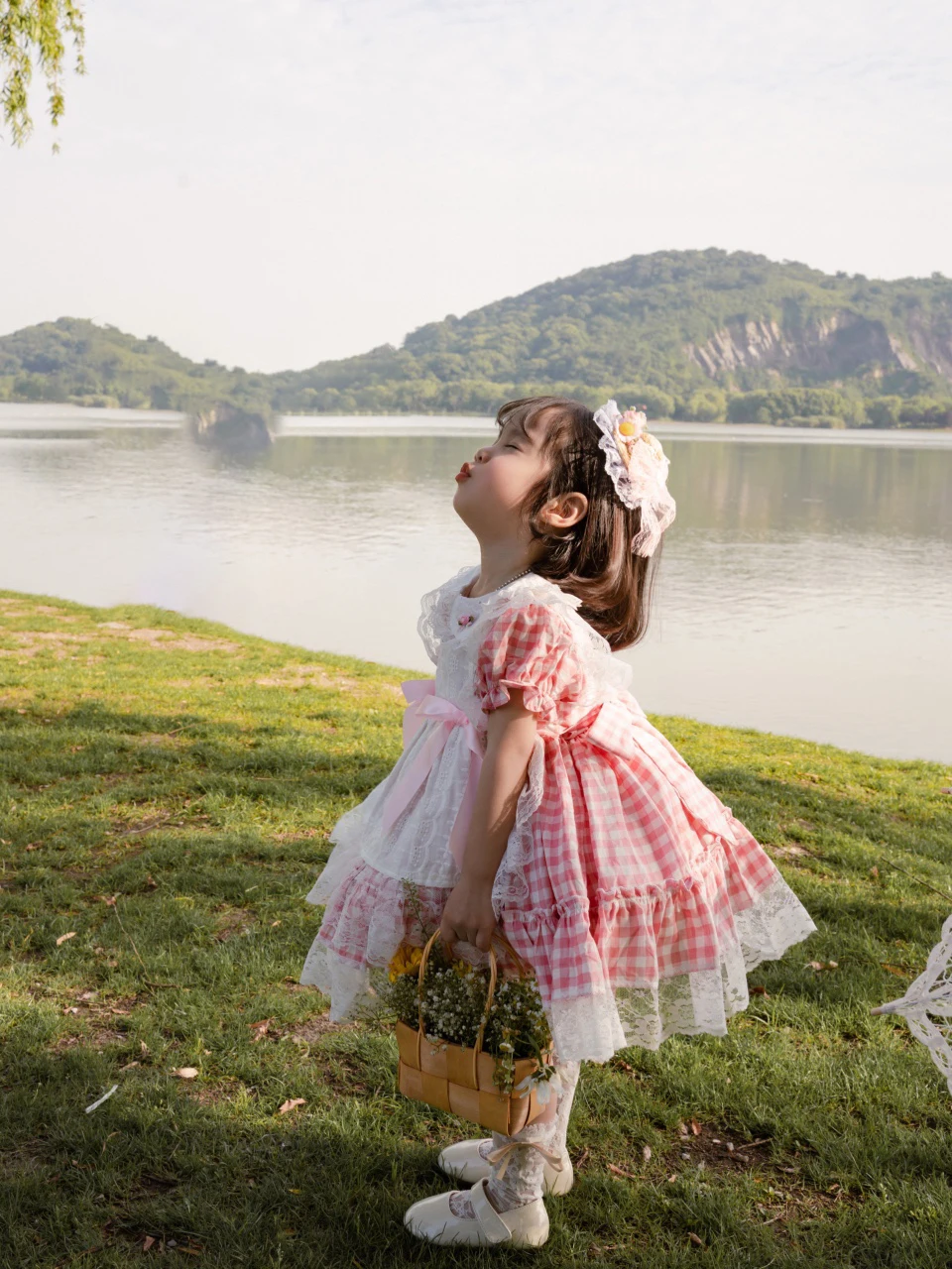 Exclusive creation Baby Summer Spanish Lolita Princess Ball Gown Pink checked lace Design Birthday PartyEvening dress