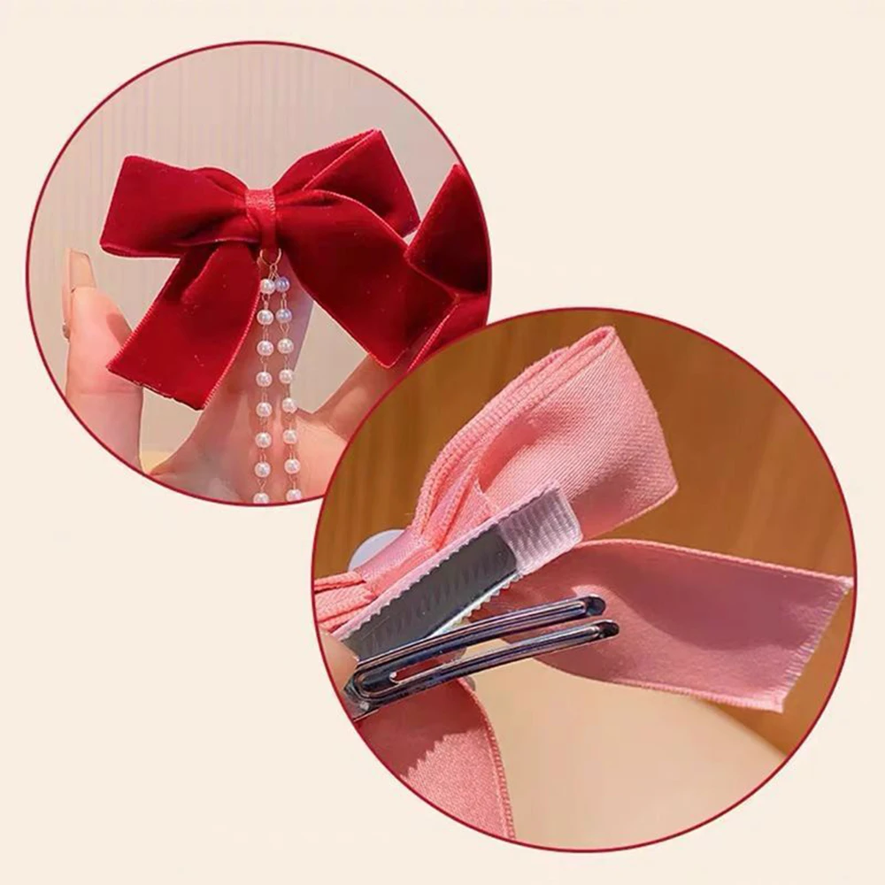 Children's Bow Hair Clip hair accessories Baby Princess Fringe Hair Accessory Chain Pearl Hairpin Girls