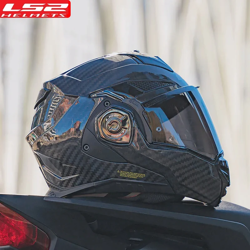 LS2-casco de motocicleta Original Advant X, Capacete de fibra de carbono, lente Dual, Modular, abatible hacia arriba, FF901