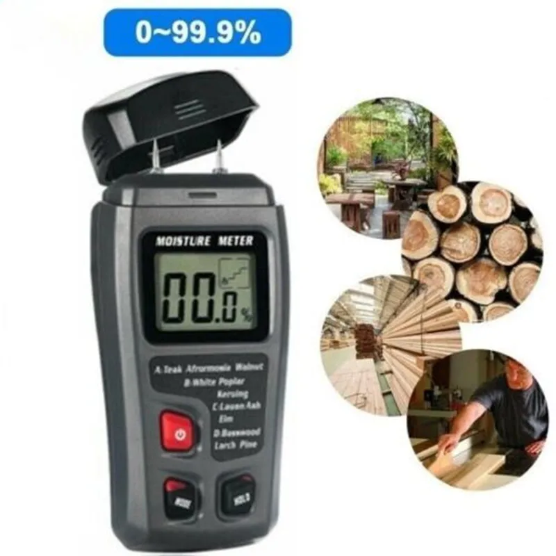 

Digital LCD Wood Moisture Meter Humidity 0-99.9% Hygrometer Detector Industrial Pin Type Water Rate Tester Automatic Shutdown