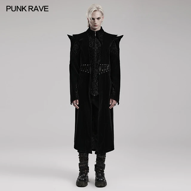 Men Black Velvet Gothic Style Coat | Gothic Clothing