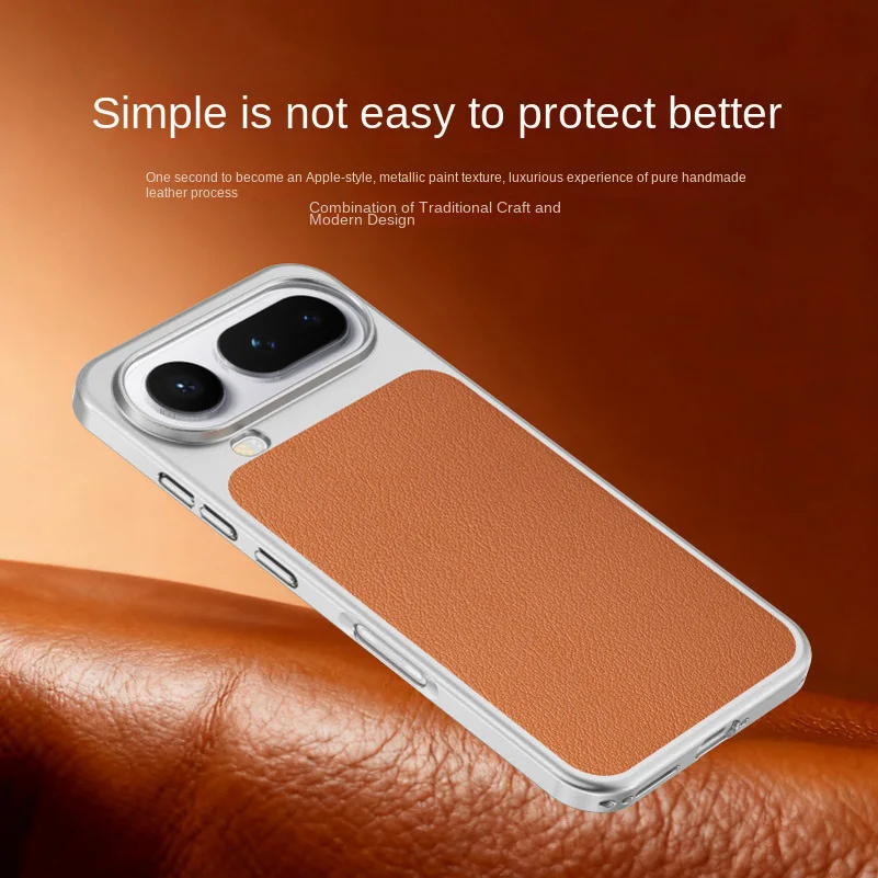 Premium Square Back Leather Phone Case with Raised Lens Protection