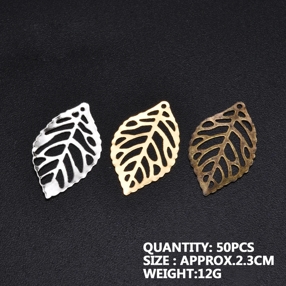 Jewelry Accessories 50Pcs Leaves Filigree Metal Crafts Jewelry DIY Wedding Accessories Pendant Chinese Costume Bride Coronet Metal Leaves