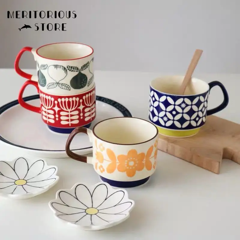 

250ml Japanese Ceramic Retro Glaze Nordic Coffee Mug Creative Breakfast Milk Cereal Cup Can Be Used In Microwave Oven