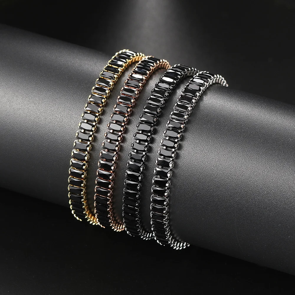 アクセサリー debmonaochan Black Crystal Tennis Bracelets for Women & Men Luxury Iced