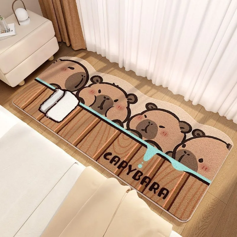 Bedroom Carpet Bedside Floor Mat Fluffy Long Carpets Brown Capybara Cute Animal Dollar Rug Home Decoration Rugs for Living Room 4
