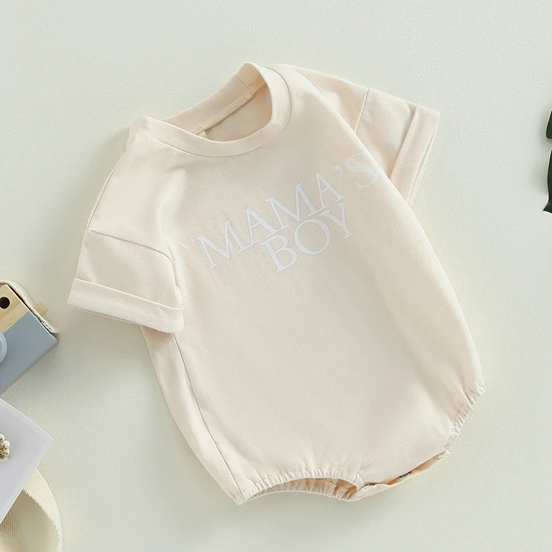 

Mamas Boy Baby Clothes Bubble Short Sleeve Romper Oversized Bodysuit Newborn Infant Boy Summer Outfits
