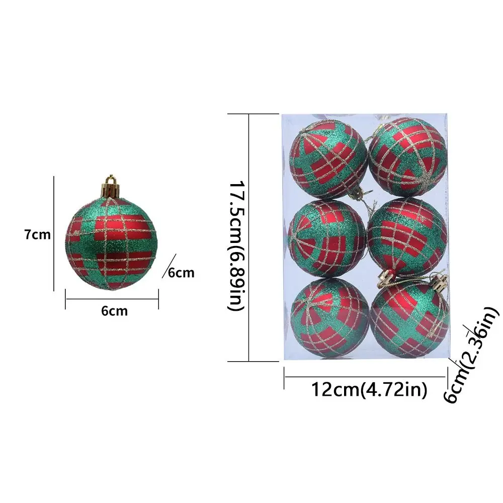 6pcs 6cm Christmas Balls Pendant Painted DIY Merry Christmas Decor Electroplated Shatterproof Christmas Gift Balls Party Favors