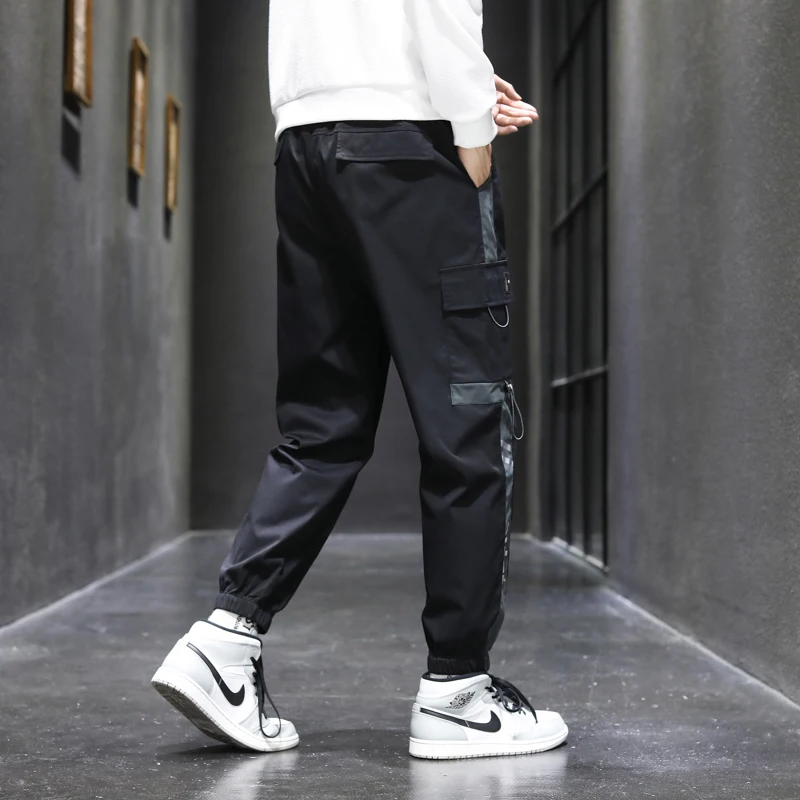 Youthful Vitality Loose Casual Pants Spring Summer Letter Printed Men's Clothing Stylish Pockets Spliced Sports Cropped Pants