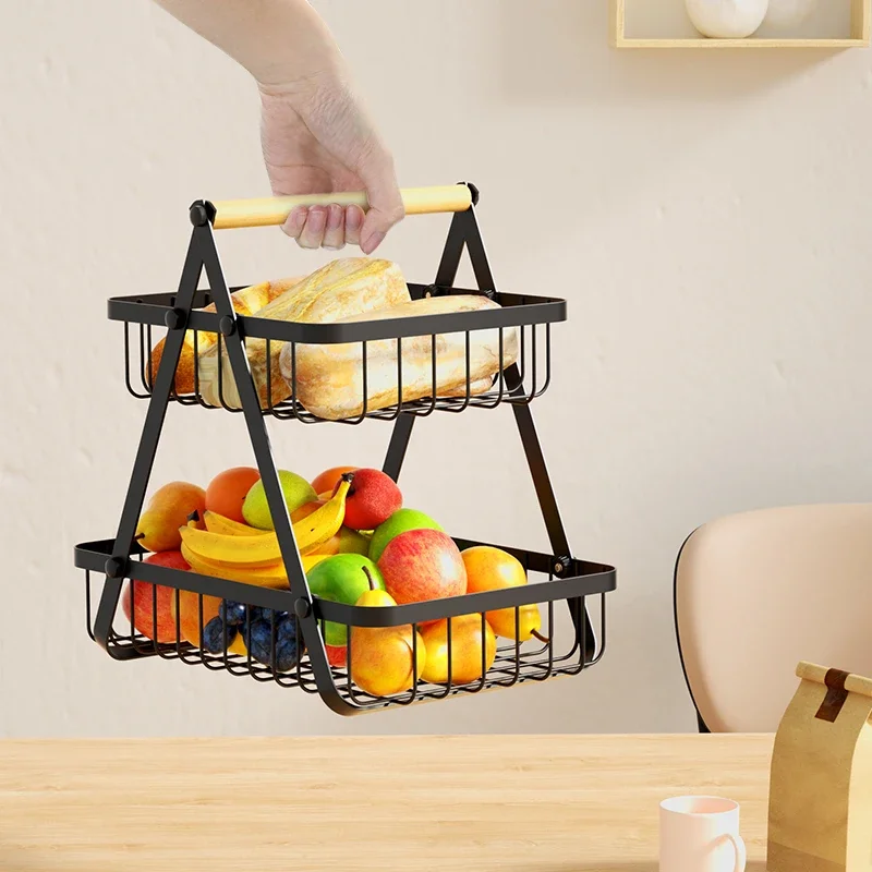 2/3 tier fruit storage basket vegetable basket countertop storage rack Spice snack storage box Suitable for kitchen bathroom 5
