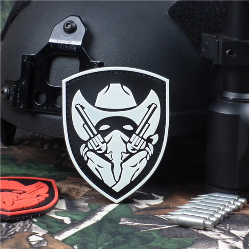 Medaglia D'Onore Morale Badge Pvc Doppia Pistola Cowboy Tactical Patch Hook And Loop Patch Zaino Decorazione Adesivi