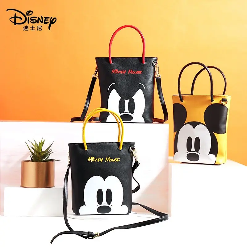 

Disney Fashion Shoulder Bag PU Leather Women's Cartoon Print Crossbody Bag Mickey Student Commuting Waterproof Handbag Girl Gift