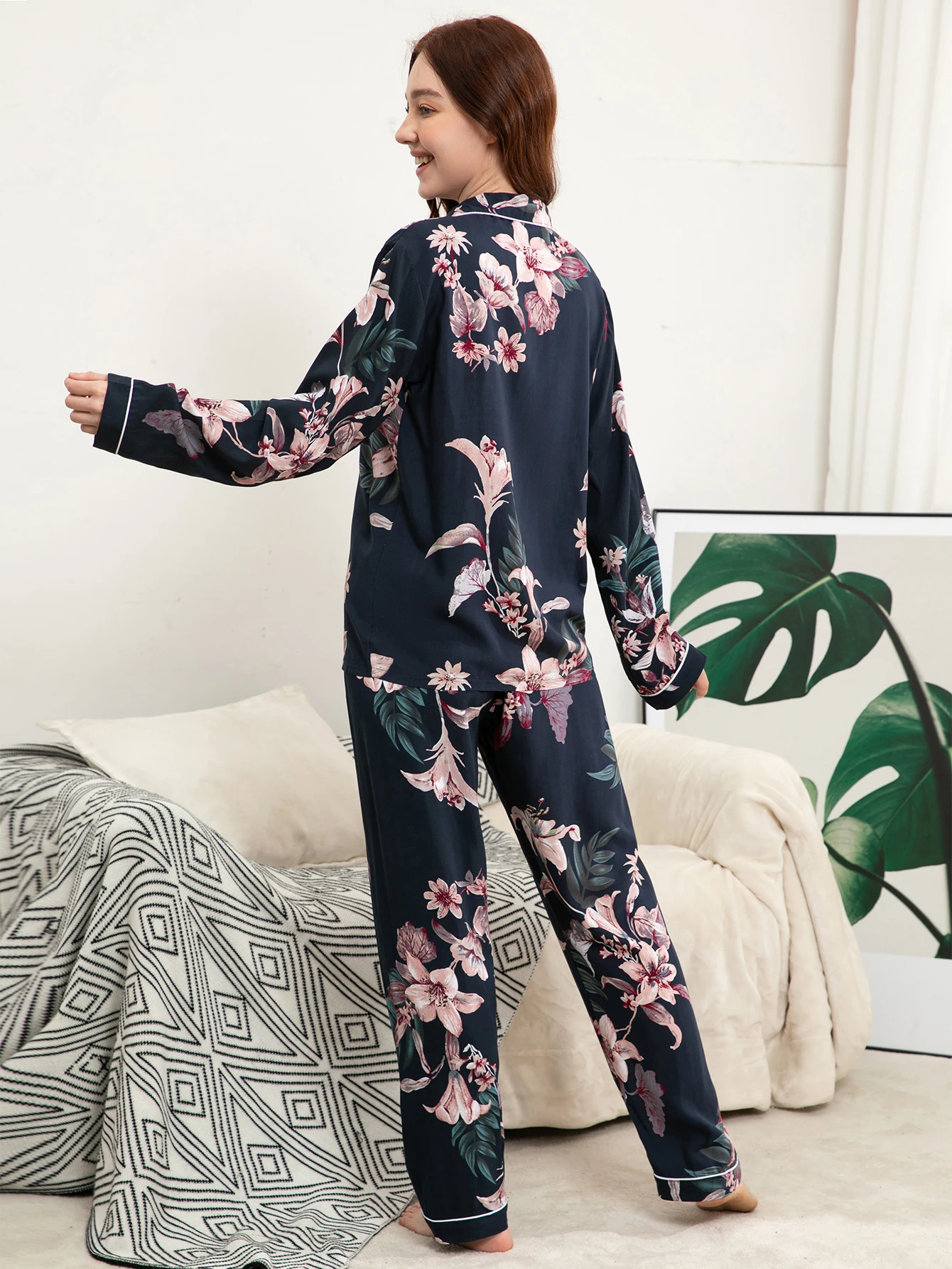 Conjunto de pijama de talla grande para mujer, ropa de dormir de