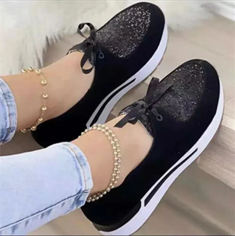 2022 Women's Sneakers Outdoor Ladies Vulcanized Shoes Lace Up Sneakers For Women Solid Color Female Flat Shoes Zapatillas Mujer