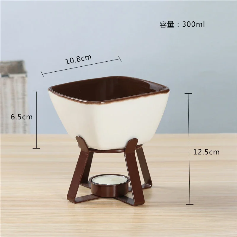 Ceramic hot chocolate pot, chocolate color cheese fondue pot