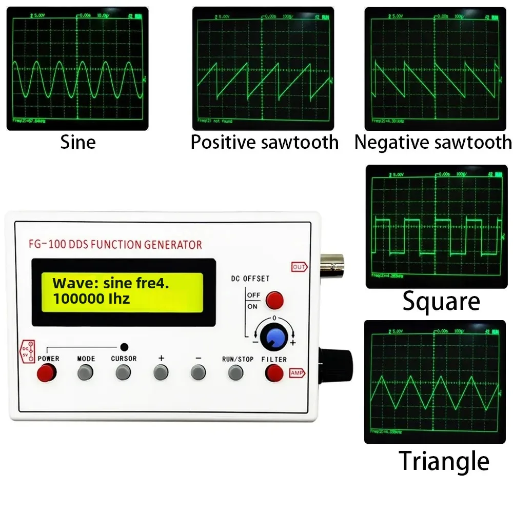 FG-100 FG-200 DDS Function Signal Generator Frequency Counter 0.01Hz-500KHz Signal Source Module Sine+Square+Sawtooth Waveform signal generator kit signal generator