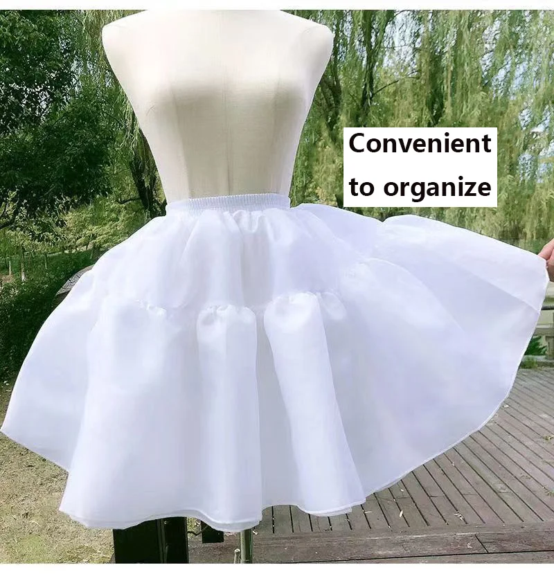 Short White Lolita Cosplay Bridal Petticoat for Women Jupon Crinoline Tutu Boneless Petticoat Underskirts Wedding فستان زفاف مف
