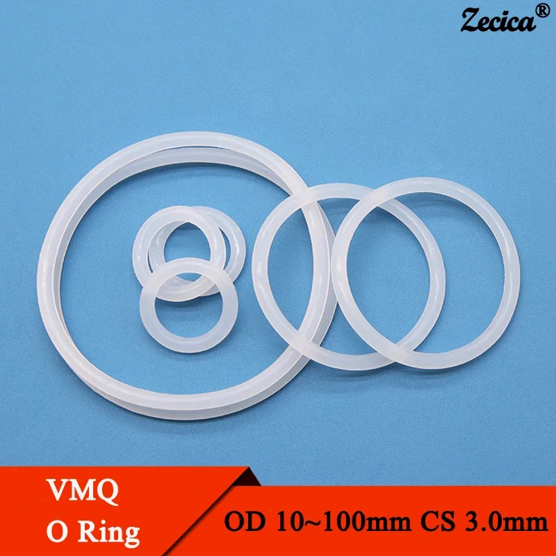 10/50 Stück Weiß LebensmittelqualitätSilikon O-Ring-Dichtung CS 3 mm AD 10~100 mm Wasserdichte Unterlegscheibe Gummiisolierte O-Form VMQ O-Ringe-OD 13 mm ID 7 mm, 10 Stück, CS 3,0 mm