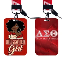 Delta Sigma Theta Sorority sodal ID Card Holders Lanyard Credit Card Badge Holder Girl Retractable Clip Business Cardholder Key 1