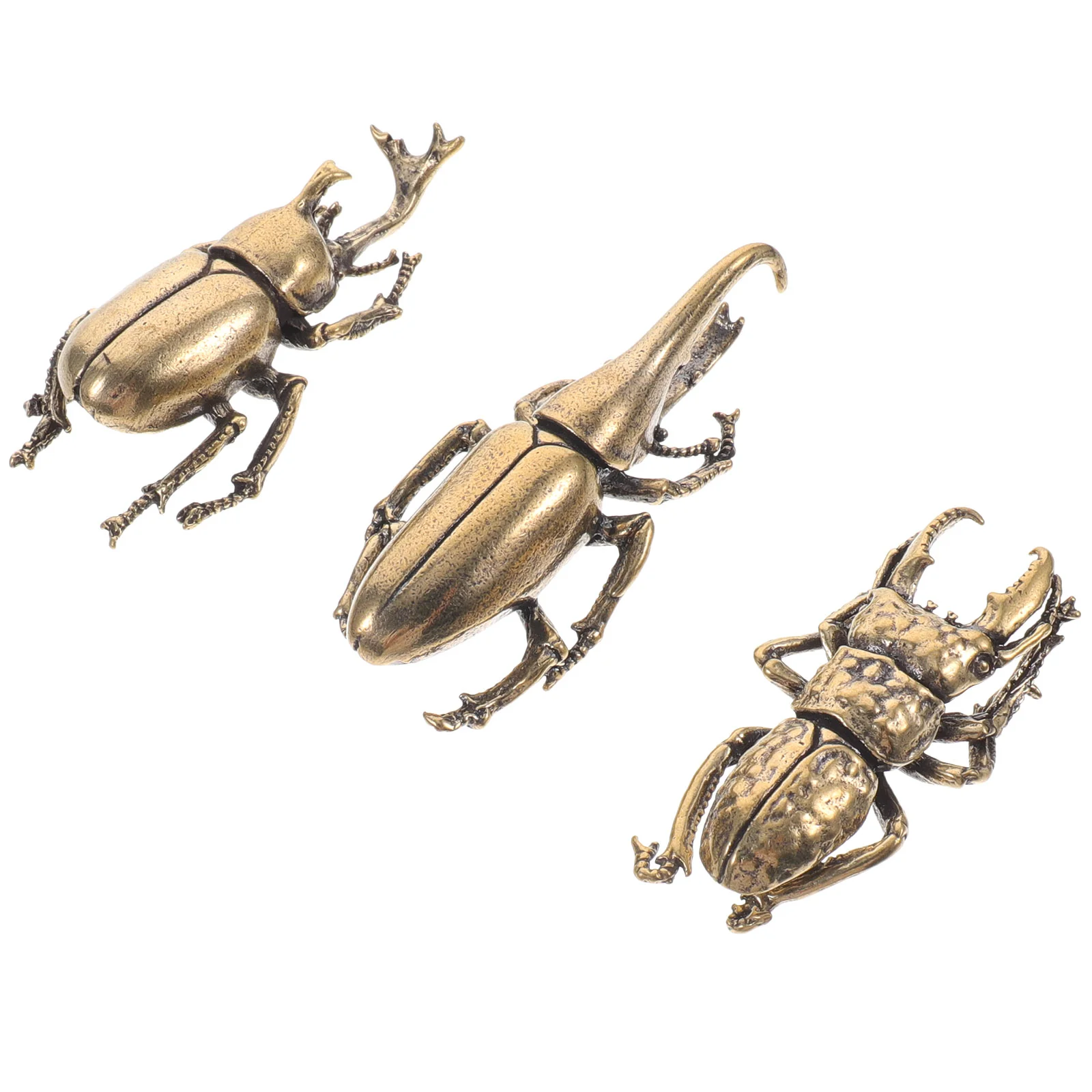 

3 Pcs Accessories Beetle Ornaments Vintage Decor Brass Craft Figurine Exquisite Statue