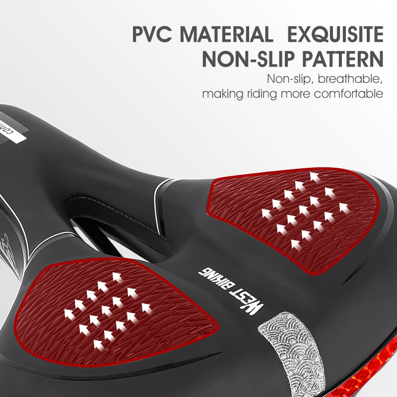 WEST BIKING Bike Saddle MTB Mountain Road Bike Seat PU Leather Gel Filled Cycling Cushion Comfortable Shockproof Bicycle Saddle