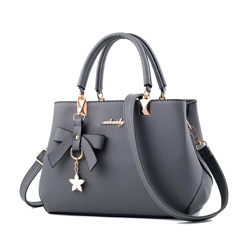 

Elegant Women Messenger Bags with flower pendant Office Ladies Totes Pure Handbag for female Crossbody Shoulder Bags