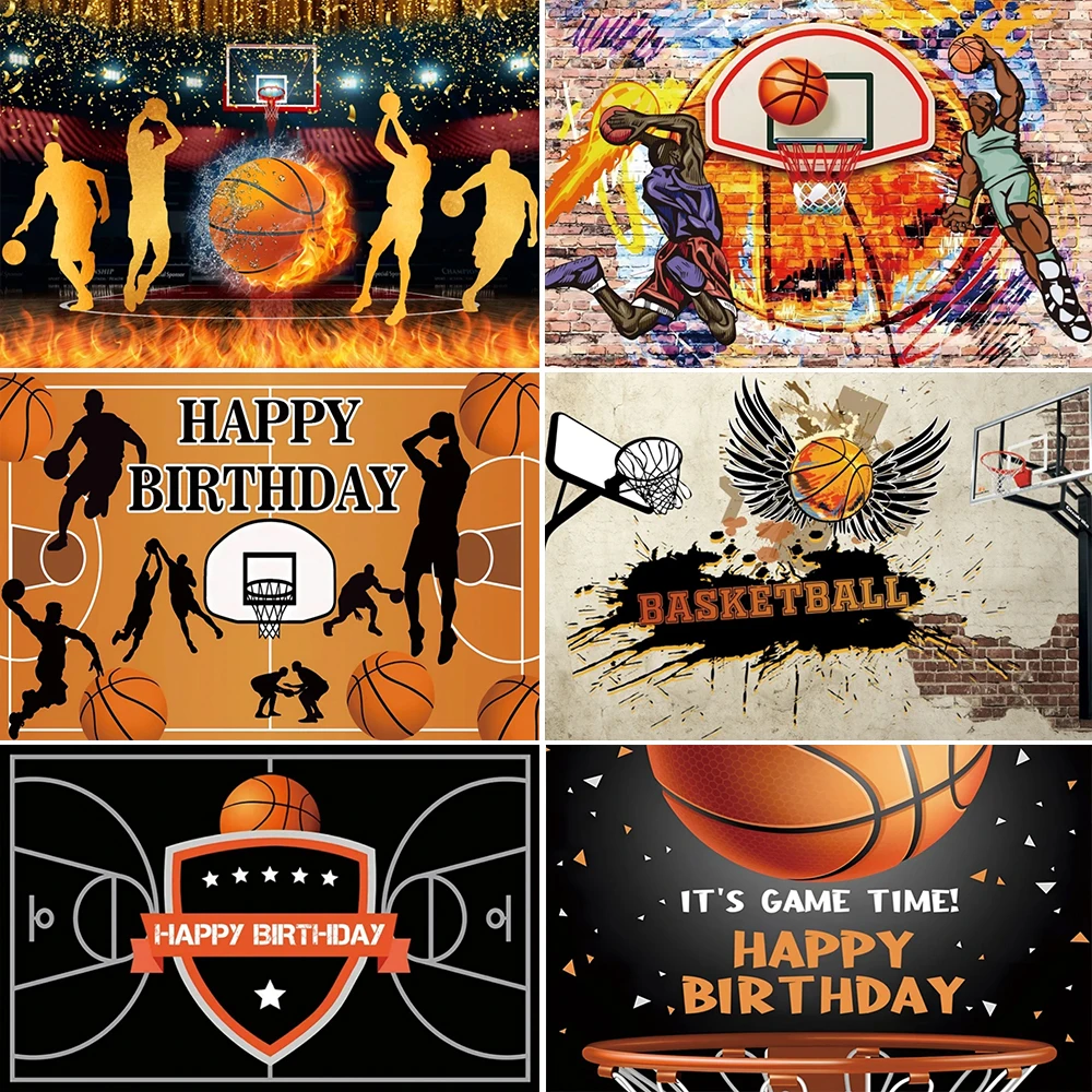 

Basketball Field Stadium Theme Boy Birthday Party Sports Stadium Court Star Decoration Backdrop Customized Portrait Photo Studio