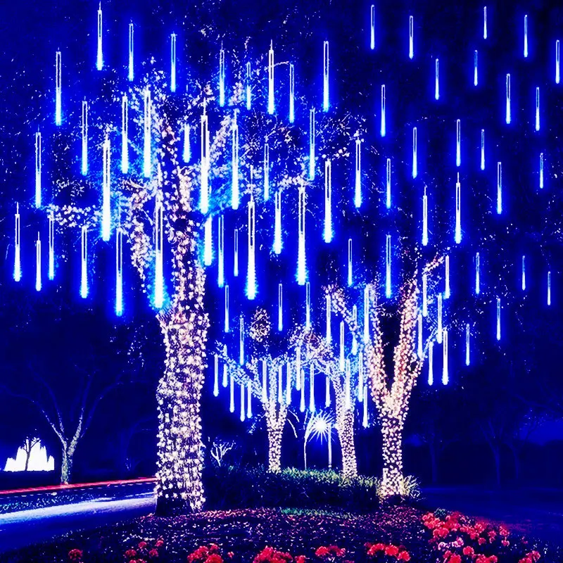 

4 Pcs Outdoor Meteor Shower Lights Street Garland Fairy String Light Waterproof for Christmas Party Garden Holiday Decorations