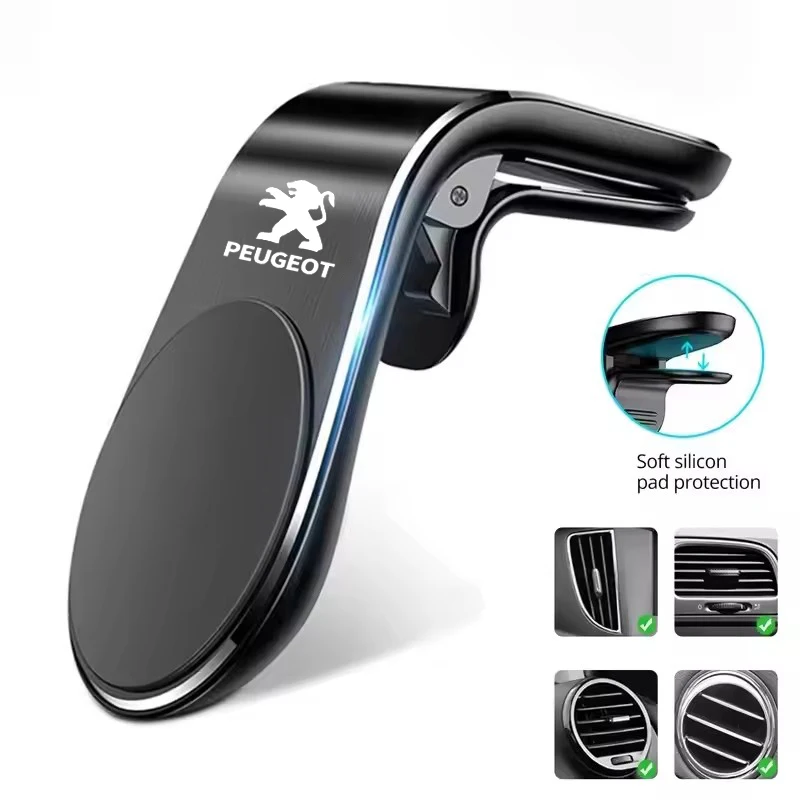 For Peugeot 308 206 208 207 3008 307 2008 508 407 Car Accessories L-Type Magnetic Phone Holder in Car Smartphone Stand Clip 
