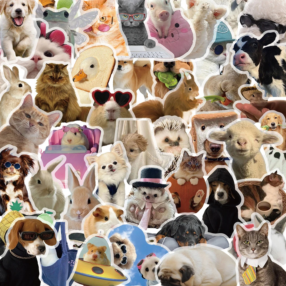 Cartoon Stickers Cartoon Sticker 10/30/50PCS Cartoon Cats Dogs Meme Transparent Sticker DIY Phone Laptop Luggage Skateboard Graffiti Decals Fun for Gift