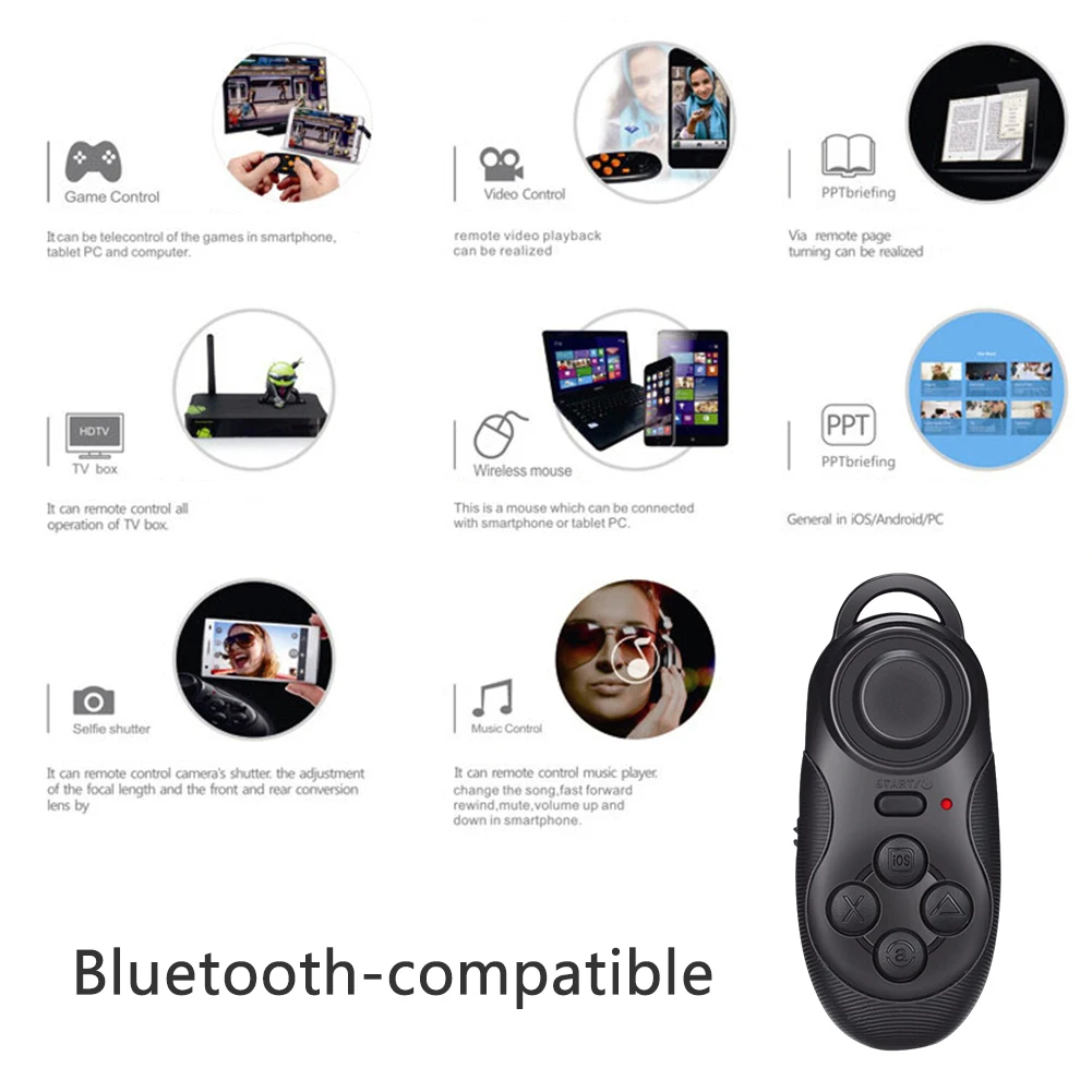 Mini VR Controller Remote Pad Gamepad VR Remote Controller Bluetooth-compatible Gamepad with 180mAh Battery for PC Phone Tablet