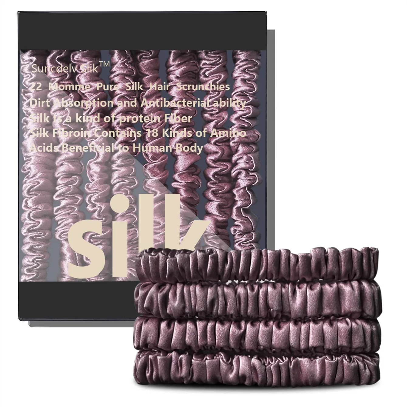 4-teiliges Set aus 100 % Seide, Haargummis, hochwertige Haargummis (22 Momme), Haarbänder für Damen und Mädchen, Haarschmuck – Detail 14
