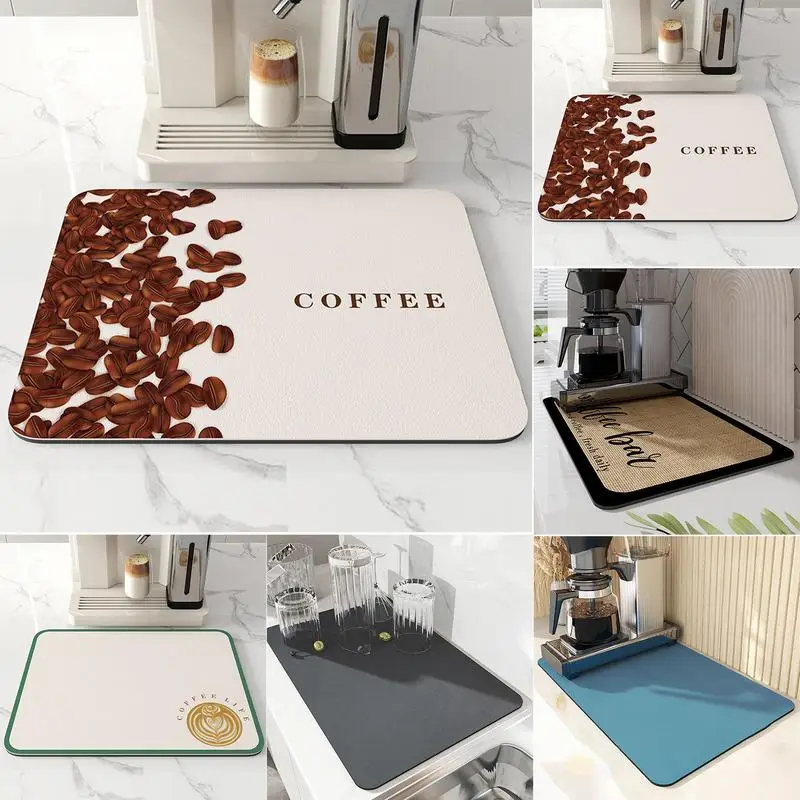  Dish Drying Mats for Kitchen Counter Coffee Mat Kitchen Dish Mat  Drying Kitchen Mat Bar Mats for Countertop Coffee Bar Accessories: Home &  Kitchen