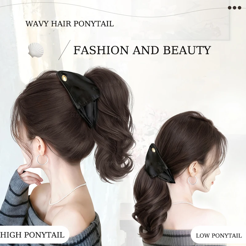 Wavy Hair Ponytail Extensions Wig with Black Hair Accessories Synthetic Claw Clip Ponytail for Women Daily Party Use Women Wig