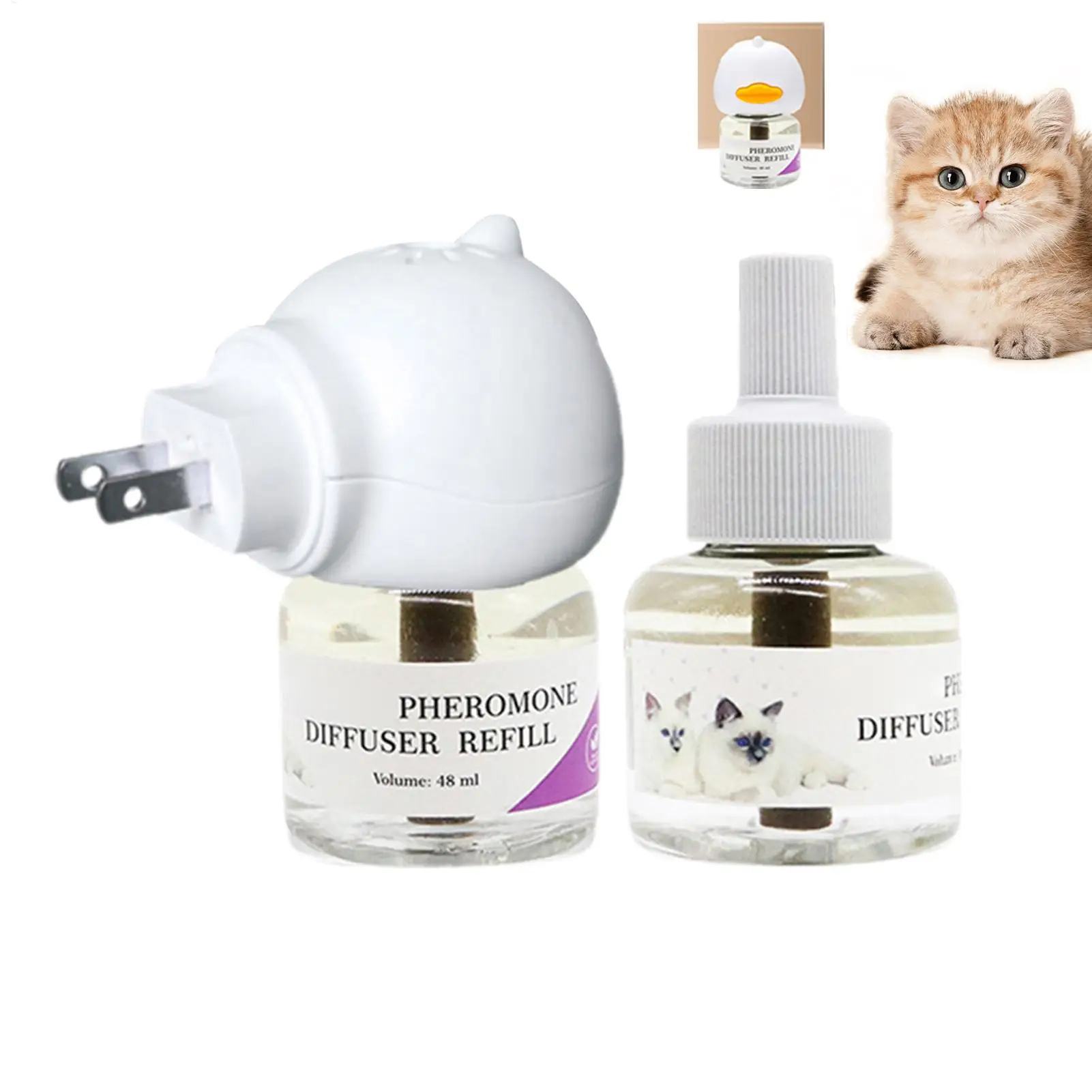 Cat calming pheromone diffuser with refill liquids for indoor stress relief relaxation and behavior support for cats