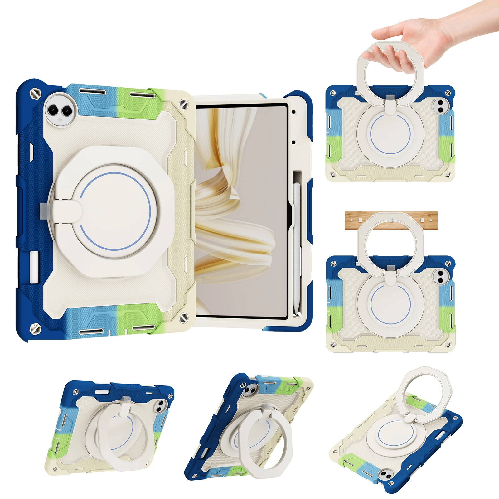 Heavy Duty Shockproof Armor Stand Case with Rotating Handle Grip