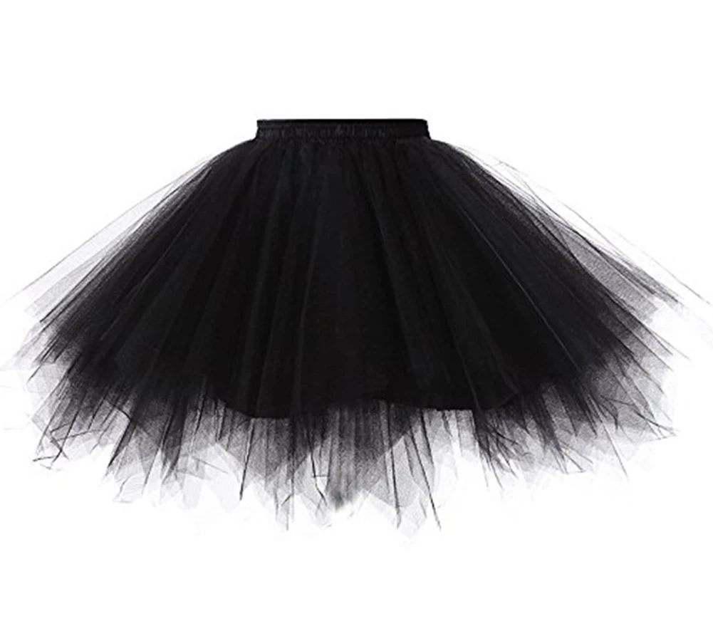 Damen und Mädchen Rüschen-Kurz-Petticoat mit/ohne Reif, einfarbig, flauschiger Bubble-Tutu-Rock, bauschiger Halb-Slip, Ballkleid-Krinoline-Unterrock – Detail 17