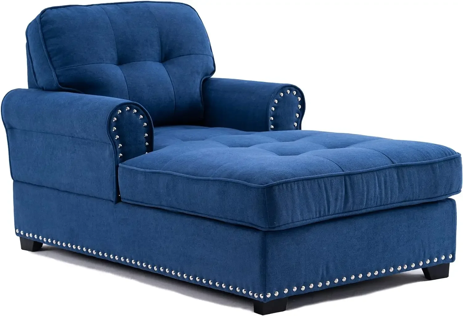 

Chaise Lounge Sofa Bed Sleeper 59" Chair - Traditional Indoor Living Room, Bedroom, Apartment Tufted Classic - Navy Blue