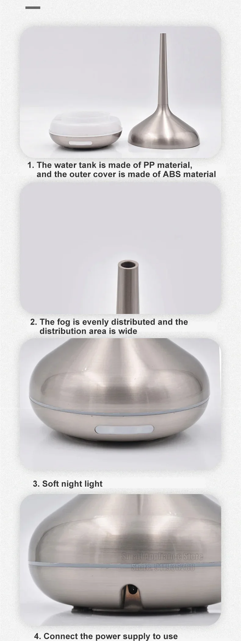 Description Picture 6 of itemUSB Humidifier aromatherapy machine USB home mini night light essential oil diffuser wood grain metal brushed texture