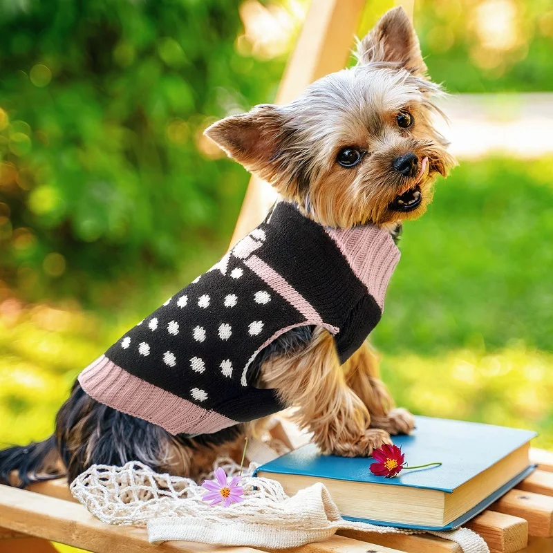 Christmas Winter Dog Clothes Striped Print Knitted Sweater