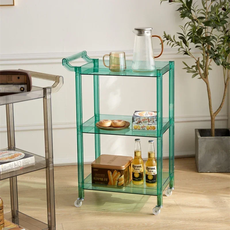 Plastics Transparent Salon Trolleys Serving Storage Waterproof Wheel Cart Square Unusual Muebles Dinning Set Furniture