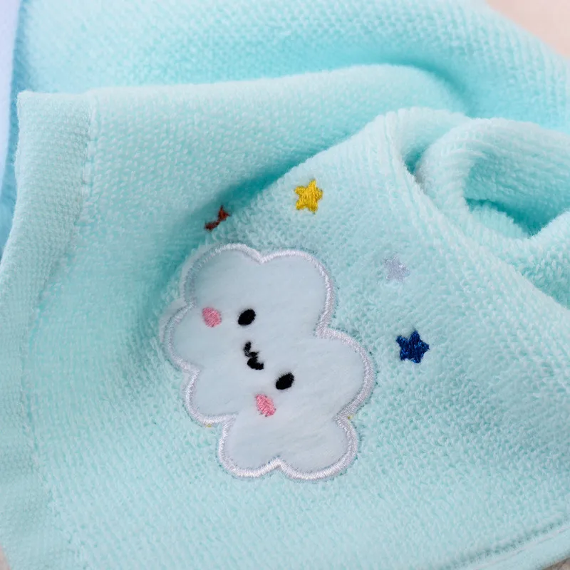 Description Picture 6 of item1Pcs 25x25cm Square Small Towel Cartoon Embroidered Cloud Cotton Baby Children Face Hand Washcloth Water Absorbent Soft