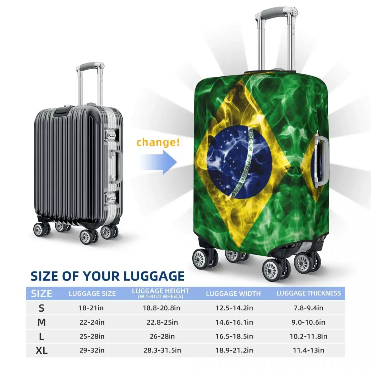 Brazilian Flag Luggage Cover Elastic Brazil Travel Suitcase Protective Covers Suit For 18-32 inch
